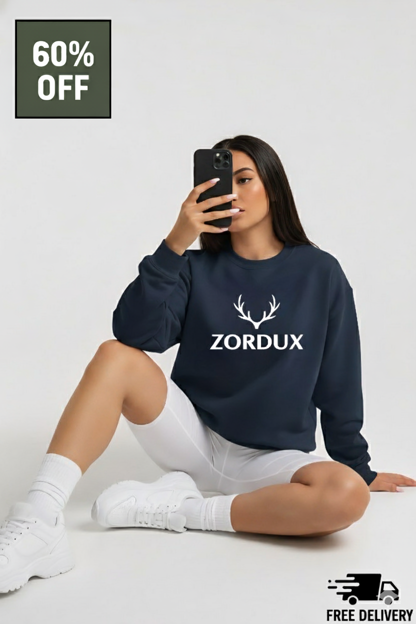 Zordux Classic Navy Blue Sweatshirt Premium Cotton Blend