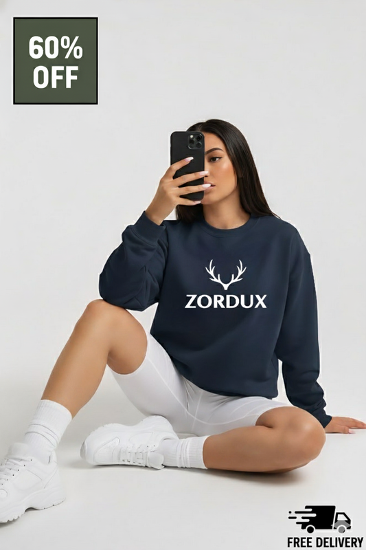 Zordux Classic Navy Blue Sweatshirt Premium Cotton Blend