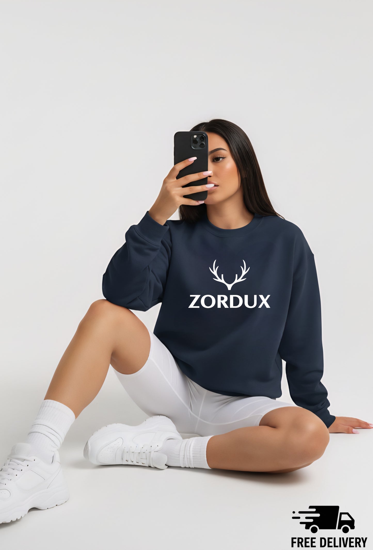 Zordux Classic Navy Blue Sweatshirt Premium Cotton Blend