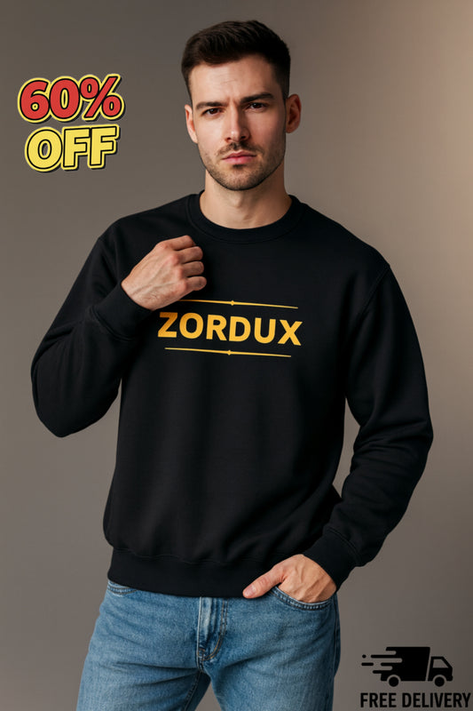 Zordux Classic Black Sweatshirt - Premium Cotton Blend, Heavyweight 440gsm