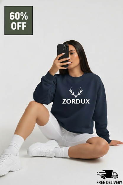 Zordux Classic Navy Blue Sweatshirt Premium Cotton Blend