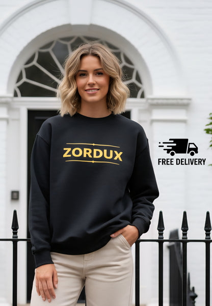 Zordux Classic Black Sweatshirt - Premium Cotton Blend, Heavyweight 440gsm
